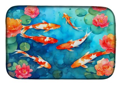 Koi Fish Dish Drying Mat Absorbent Dish Drying Mat Pad for Kitchen Counter Dish Drainer Mat for Countertop, 14 x 21", Multicolor